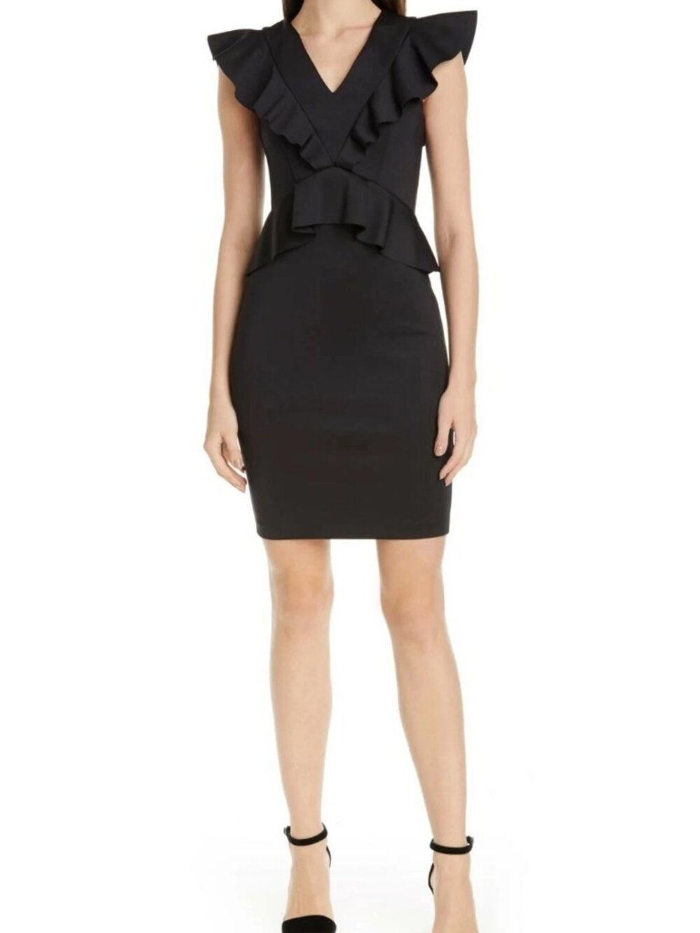 Ted Baker London Alair Black Ruffle Bodycon Dress